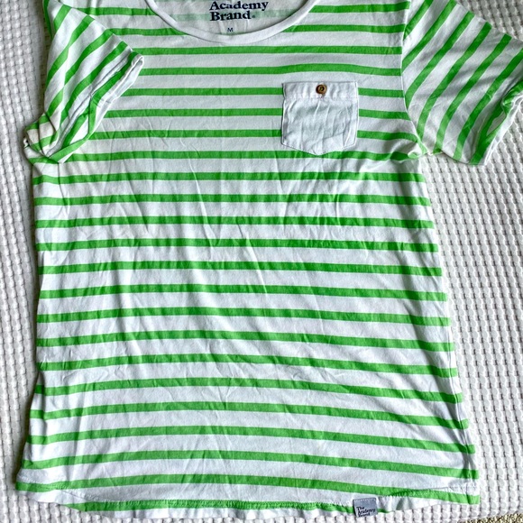 Men’s Academy Brand T-Shirt, Medium, Green pinstripe - Picture 2 of 5